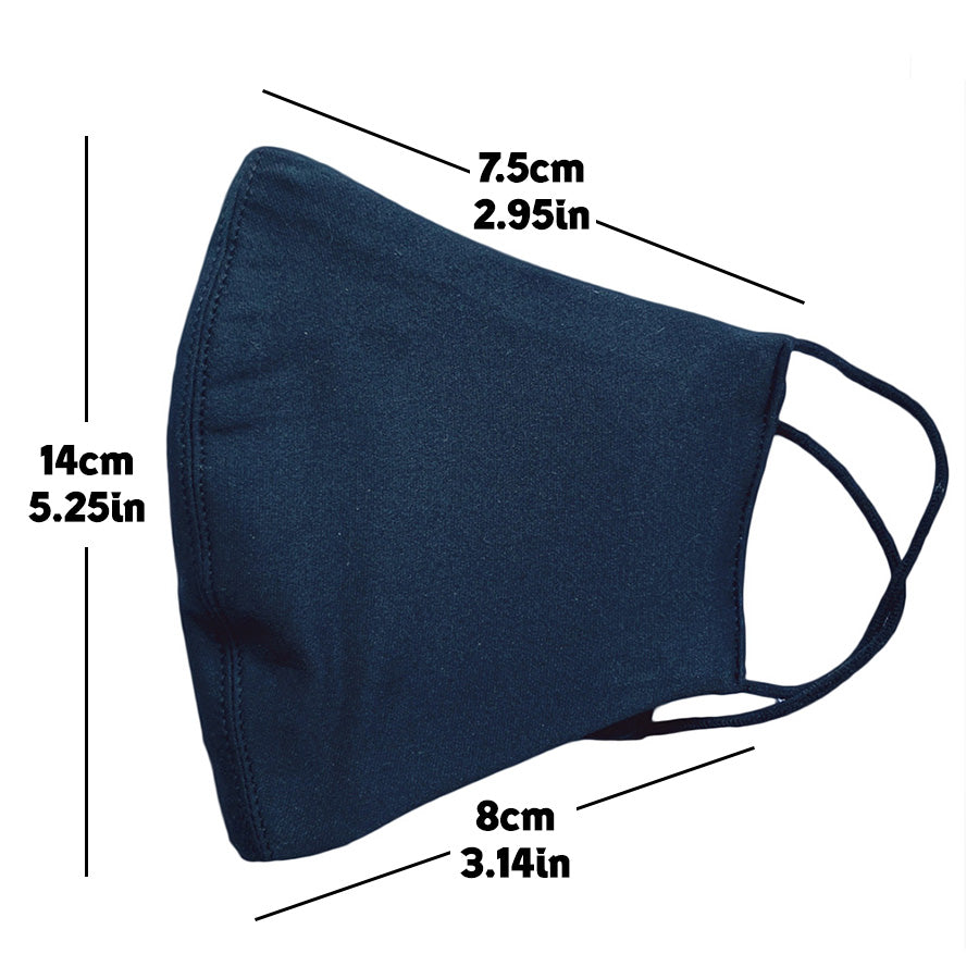 3ply Reusable, Washable Cloth Face Mask, M-L, Black