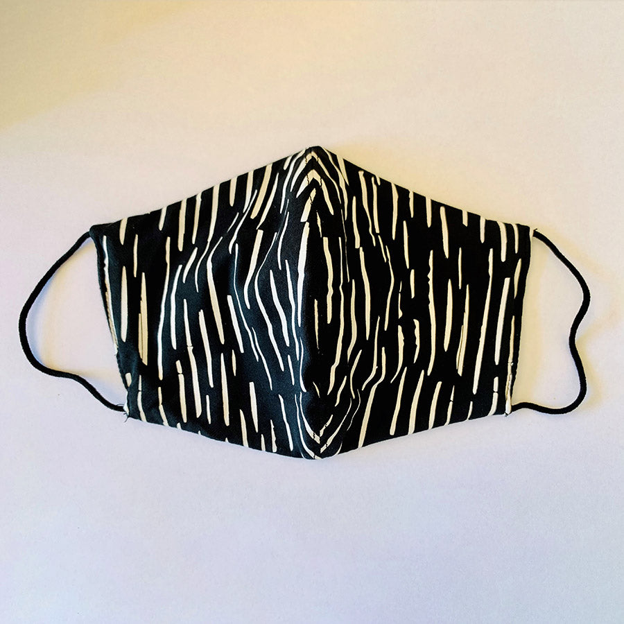 3ply Reusable, Washable Cloth Face Mask, Black & White
