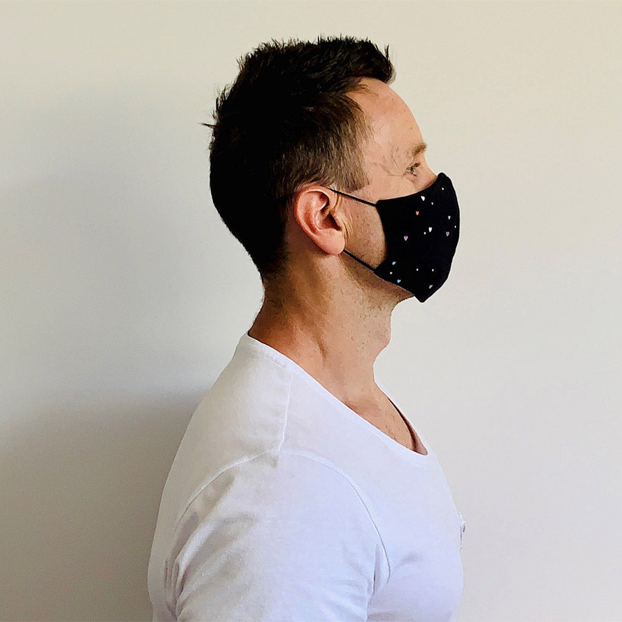 3ply Reusable, Washable Cloth Face Mask, Hearts