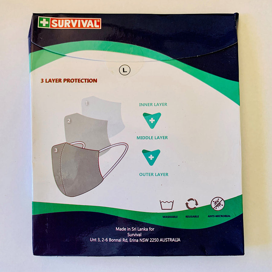 3ply Reusable, Washable Cloth Face Mask, Black & White