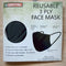 3ply Reusable, Washable Cloth Face Mask, M-L, Black