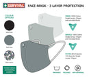 3ply Reusable, Washable Cloth Face Mask, M-L, Black